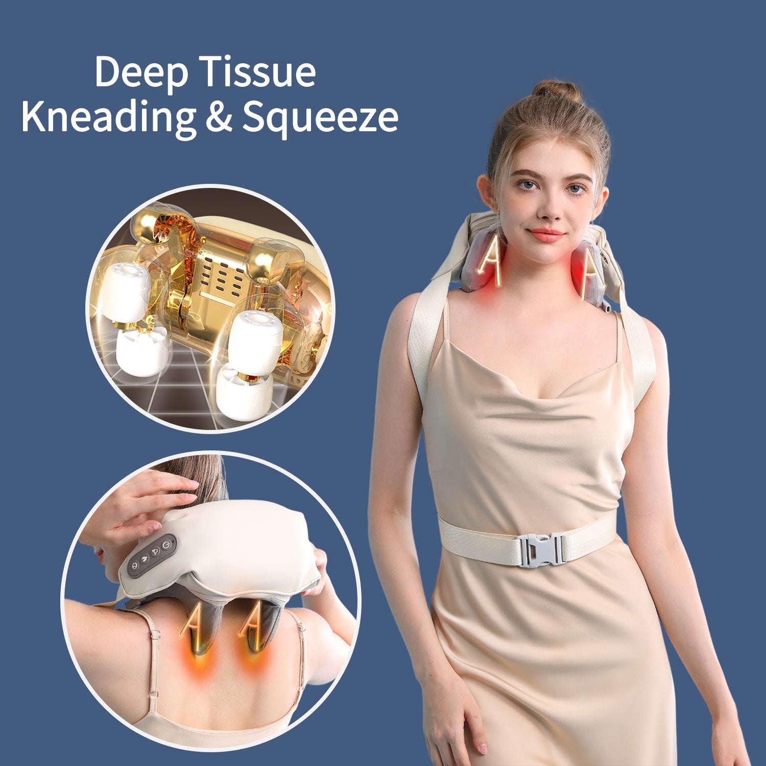 Asinhe 5D Kneading Neck Massager Patented Design Silicone Massager