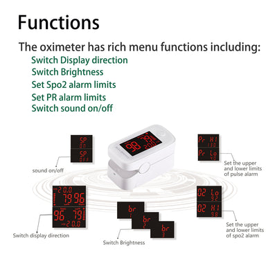 Fingertip Pulse Oximeter-Blood Oxygen Saturation Monitor-Heart Rate Monitor with LED Display