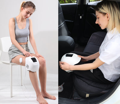 Heated knee massager with TENS EMS pads, compression knee massager air bag kneading and vibration massage for knee pain, stiffness and soreness HZ-KNEE-2
