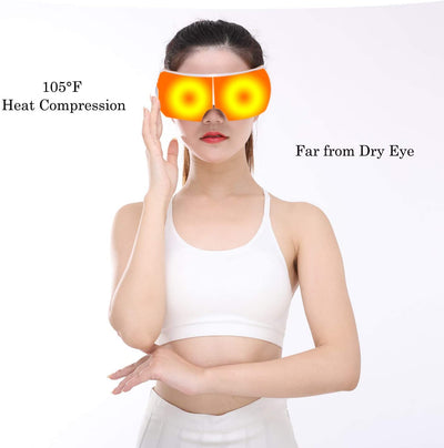 HEZHENG Elektrisches tragbares Augenmassagegerät mit Wärme zur Linderung trockener Augenermüdung, Luftkompressions-Shiatsu-Massage gegen Augenringe, Vibration und Musik zur Linderung von Augenstress (größere Größe) HZ-QNA-1 