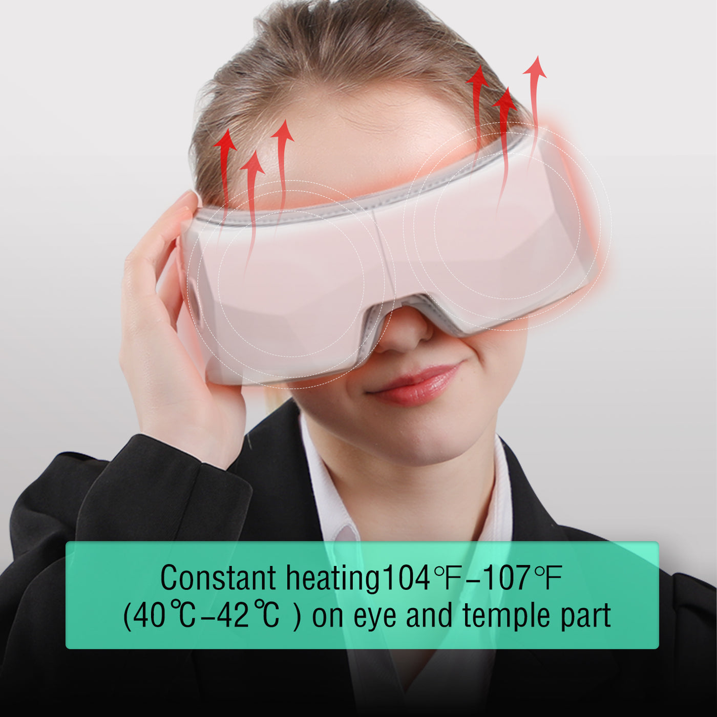 Массажная маска для глаз и висков с подогревом, компрессией, Bluetooth и электрическим массажером для висков