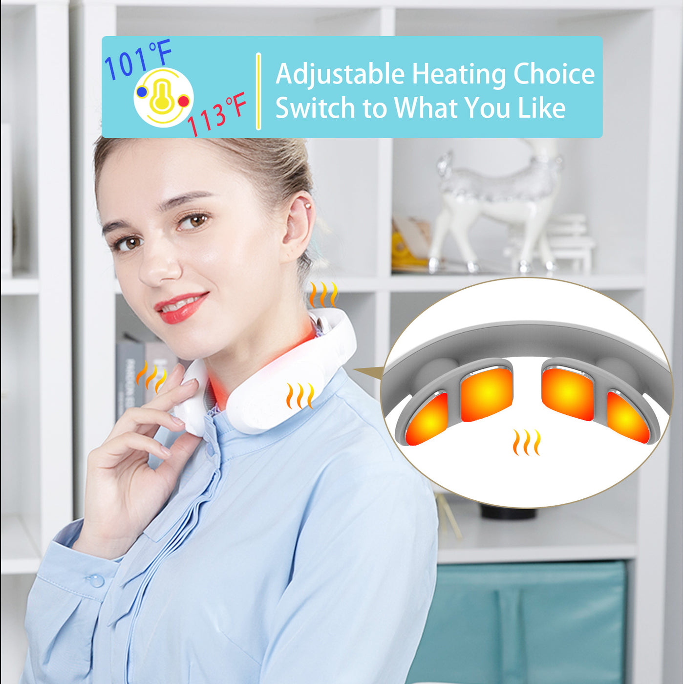 Pulse Neck Massager with Heat for Neck Pain Relief, Super Light Electr –  Asinhe