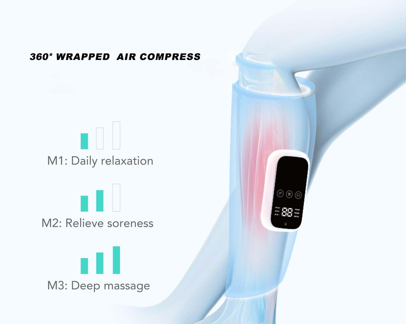 Wiederaufladbares Beinmassagegerät, kabelloses Luftkompressions-Wadenmassagegerät für Durchblutung und Muskelentspannung, ein Paar