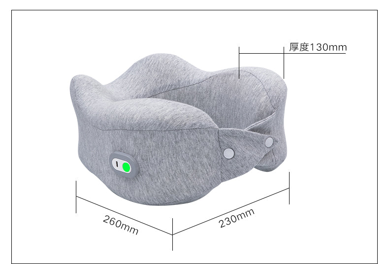 Ergonomic Pillow 100% Pure Memory Foam Neck Pillow Vibration Massaging Wireless Travel Pillow with Washable Neck Pillow Cover